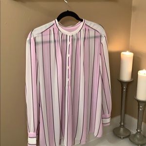 Ann Taylor XXL blouse pink lavendar, black & white